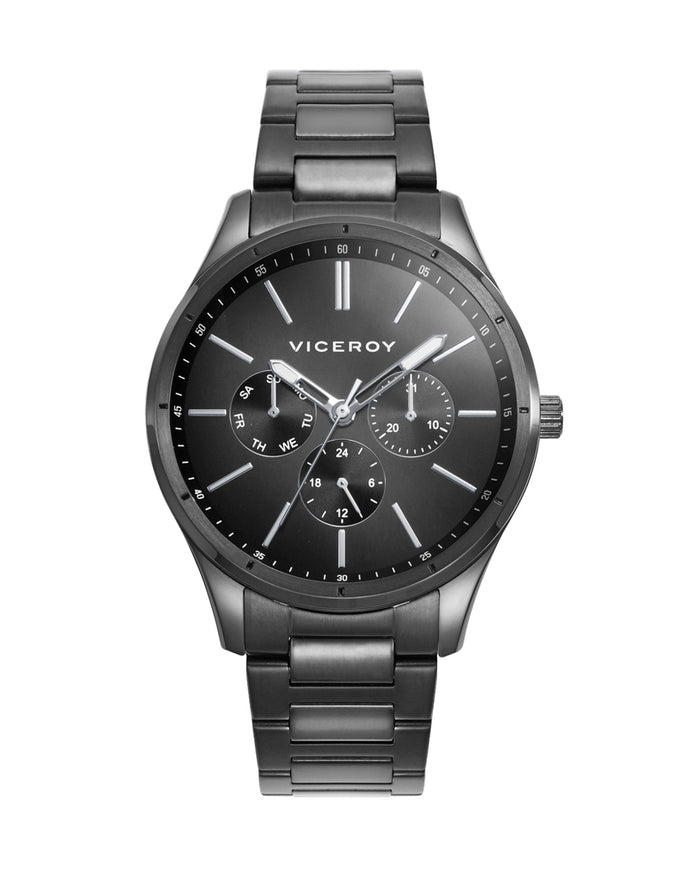 viceroy Reloj con correa y esfera en acero negro con cronógrafo