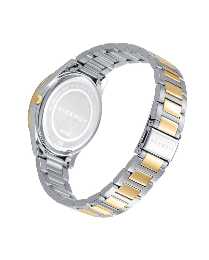 viceroy Reloj en acero bicolor con bisel dorado y esfera marrón multifunción Tienda