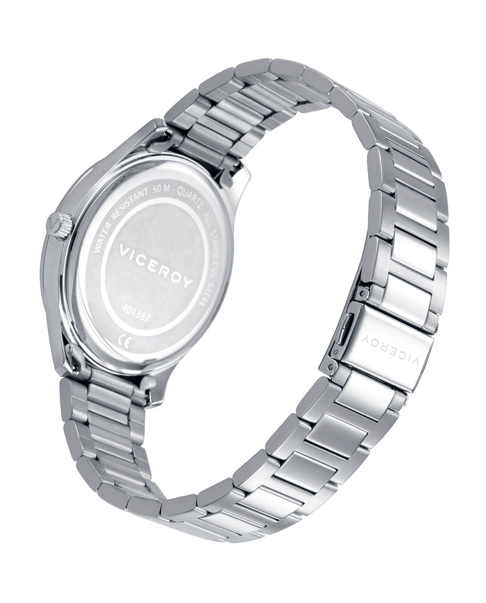viceroy Reloj de acero con esfera blanca y movimiento de cuarzo Liquidación