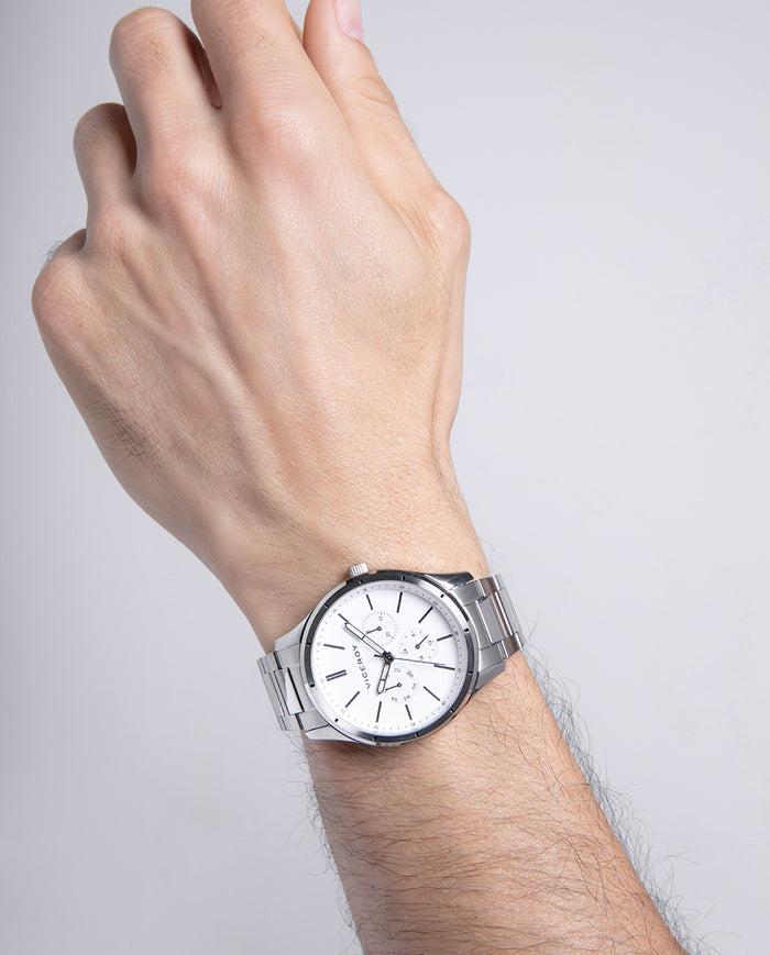 viceroy Reloj de acero con esfera blanca y movimiento de cuarzo Liquidación