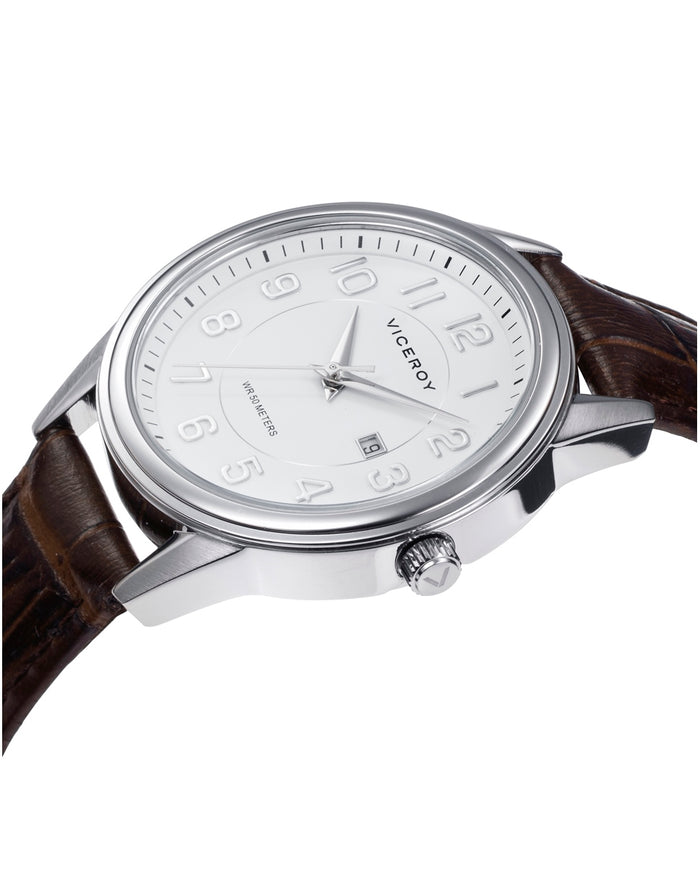 viceroy Reloj de hombre Grand 3 agujas de acero y correa de piel marrón Oferta especial