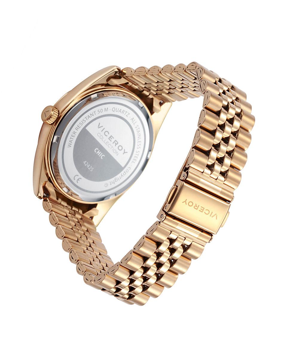 viceroy Reloj de hombre Chic de acero con esfera negra y correa IP dorado Precio de fábrica