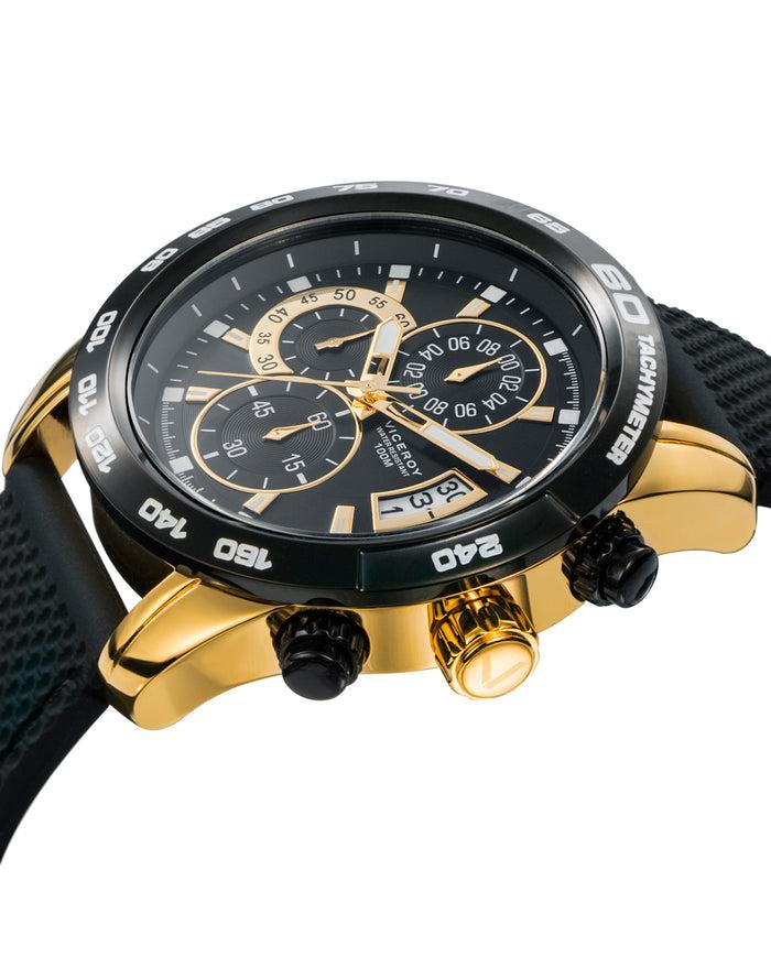 viceroy Reloj de hombre Heat cronógrafo de acero con IP dorado y correa de silicona negra Oferta especial de fábrica