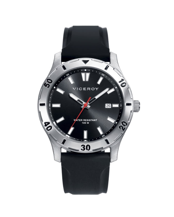 viceroy Reloj de hombre Heat 3 agujas de acero y correa negra