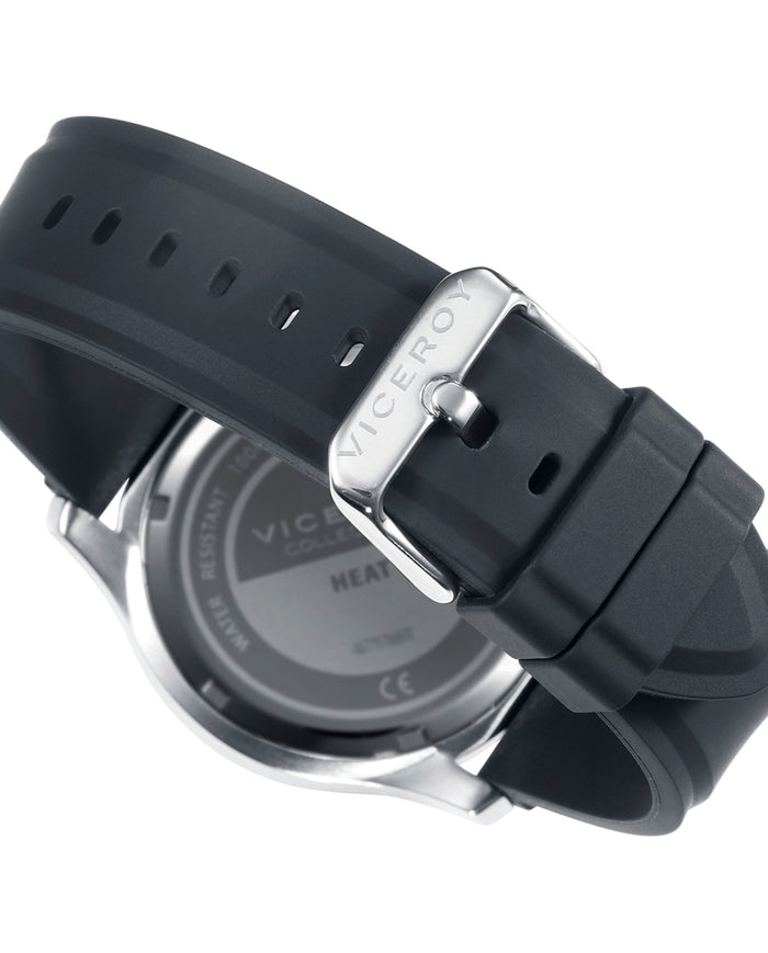 viceroy Reloj de hombre Heat 3 agujas de acero y correa negra Descuentos del mes