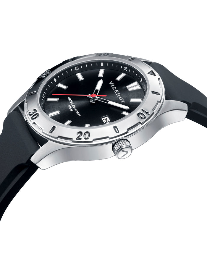 viceroy Reloj de hombre Heat 3 agujas de acero y correa negra Descuentos del mes