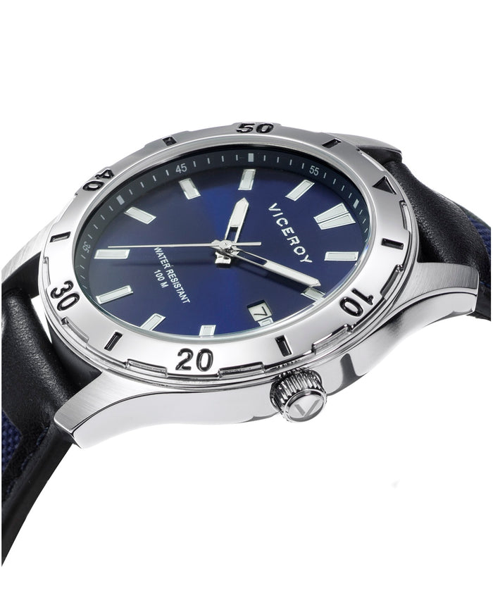 viceroy Reloj de Honbre Heat 3 agujas de acero y correa de nylon y piel Oferta exclusiva