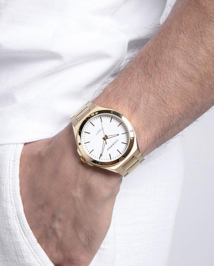 viceroy Reloj con brazalete y bisel dorado y esfera blanca con índices dorados En línea