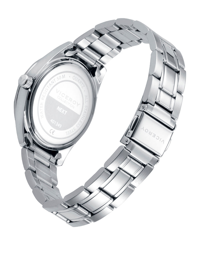 viceroy Reloj de niño con caja de acero y bisel con indicadores horarios. Pulsera de piel trenzada azul con placa de acero y detalles en esmalte de regalo Gran oferta