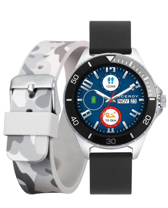 viceroy Smartwatch infantil Smartpro con correa de silicona negra y correa adicional con estampado de camuflaje gris