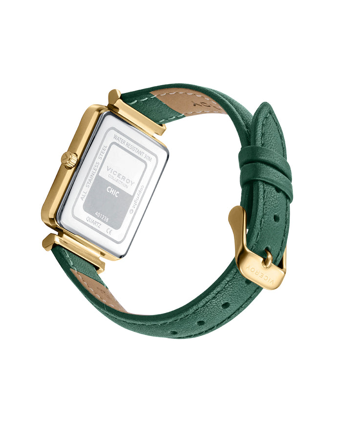viceroy Reloj caja de acero Ip dorado y correa de piel verde con movimiento cuarzo Tienda