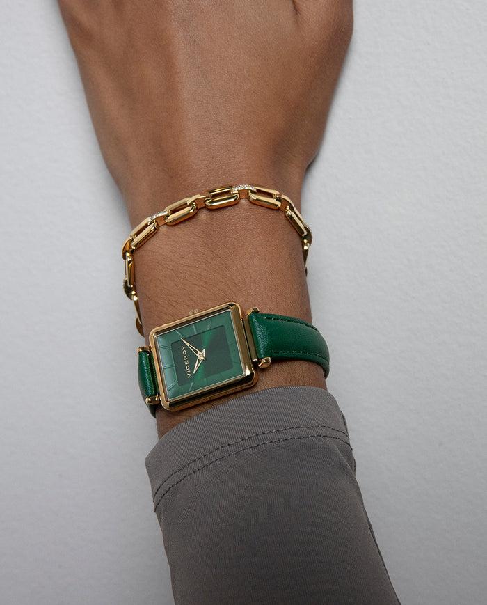 viceroy Reloj caja de acero Ip dorado y correa de piel verde con movimiento cuarzo Tienda