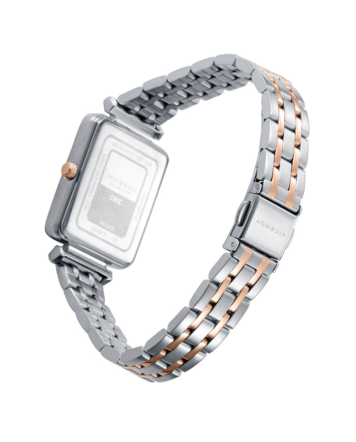 viceroy Reloj caja acero con corona en Ip rosa y brazalete bicolor acero Ip rosa con movimiento cuarzo Rebajas online