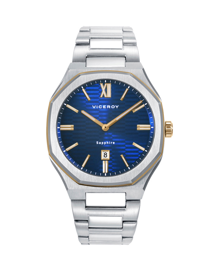 viceroy Reloj colección Laura Escanes caja de acero con doble bisel en acero Ip dorado con cristal zafiro 10 atm y brazalete de acero con movimiento cuarzo