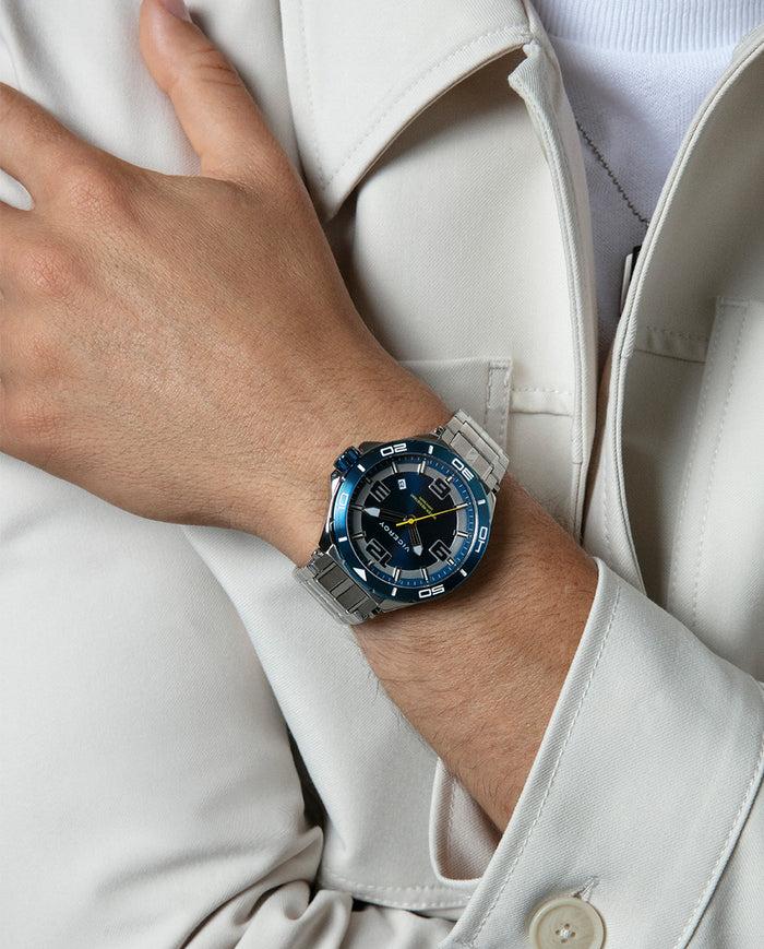 viceroy Reloj caja de acero con bisel azul 20 atm y brazalete de acero con movimiento cuarzo COMPRAR AHORA