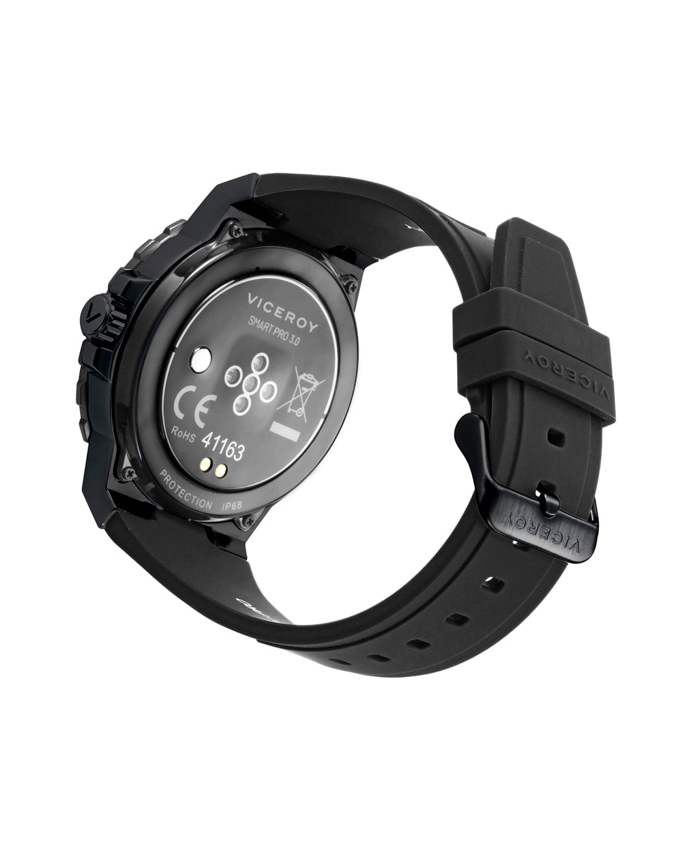 viceroy Reloj smart de acero con caja IP gris y correa de silicona negra Último día