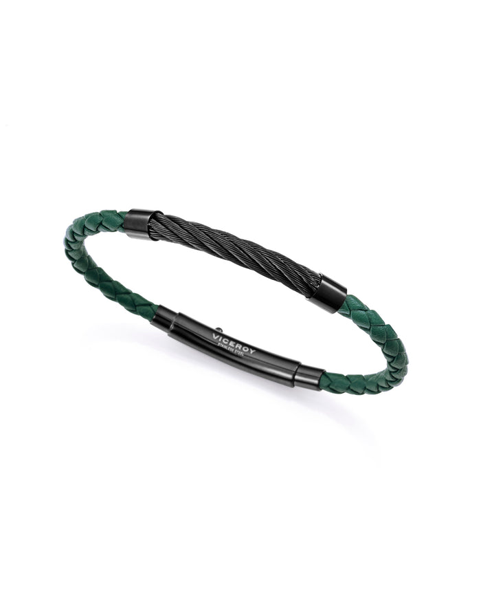 viceroy Pack reloj con pulsera caja de acero con bisel de aluminio verde 10 atm y correa de piel negra con movimiento cuarzo Oferta especial de fábrica
