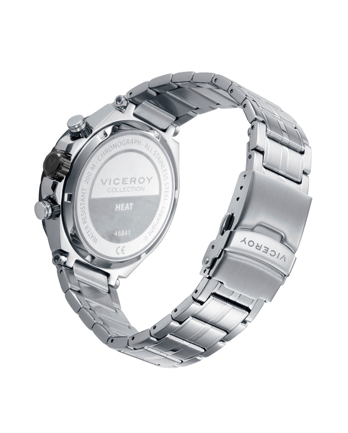 viceroy Reloj caja de acero con bisel negro 20 atm y brazalete de acero con movimiento cuarzo Promoción trimestral