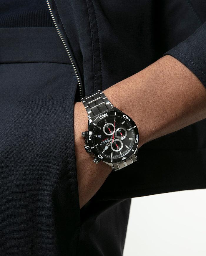 viceroy Reloj caja de acero con bisel negro 20 atm y brazalete de acero con movimiento cuarzo Promoción trimestral