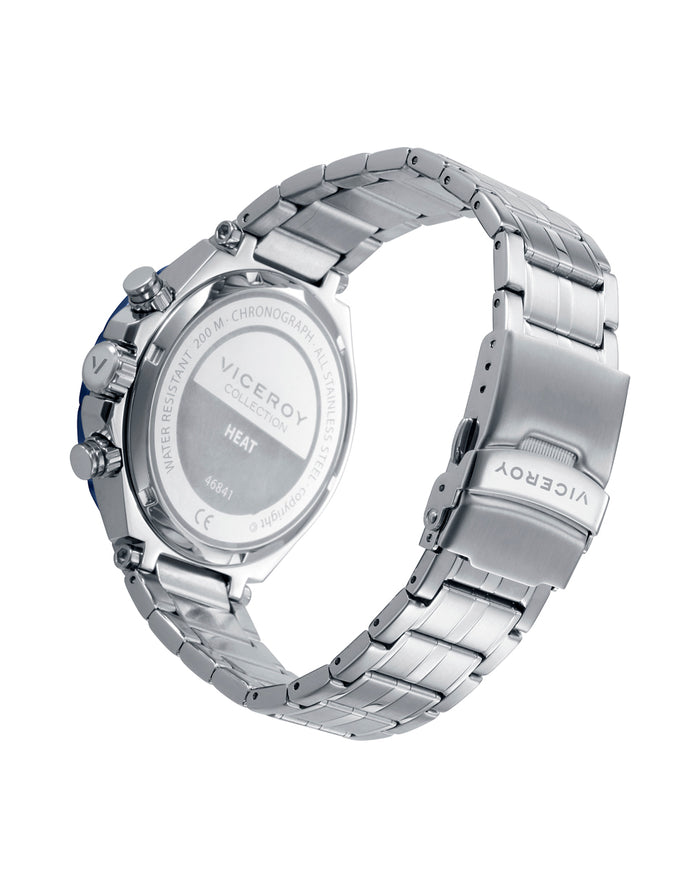 viceroy Reloj caja de acero con bisel azul 20 atm y brazalete de acero con movimiento cuarzo Superdescuento