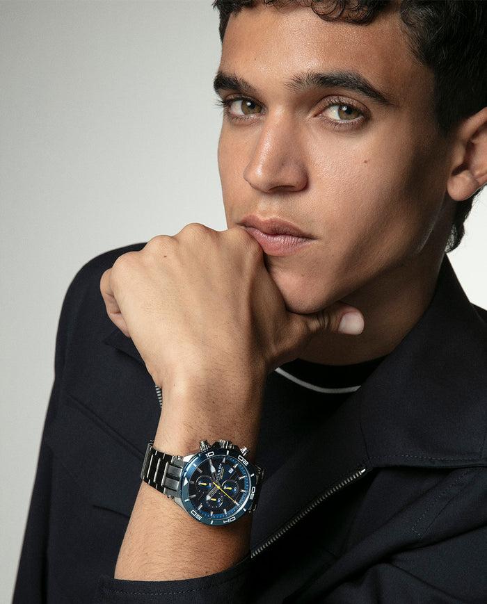 viceroy Reloj caja de acero con bisel azul 20 atm y brazalete de acero con movimiento cuarzo Superdescuento