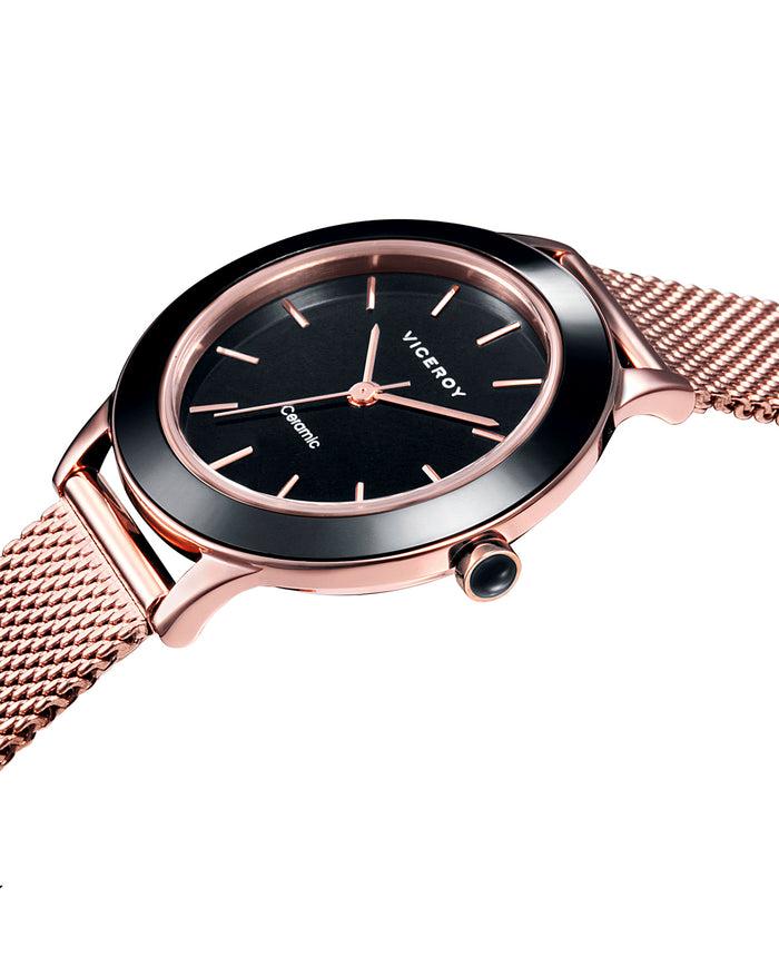viceroy Reloj de mujer Cerámica de acero en negro con IP rosa Precios de Black Friday