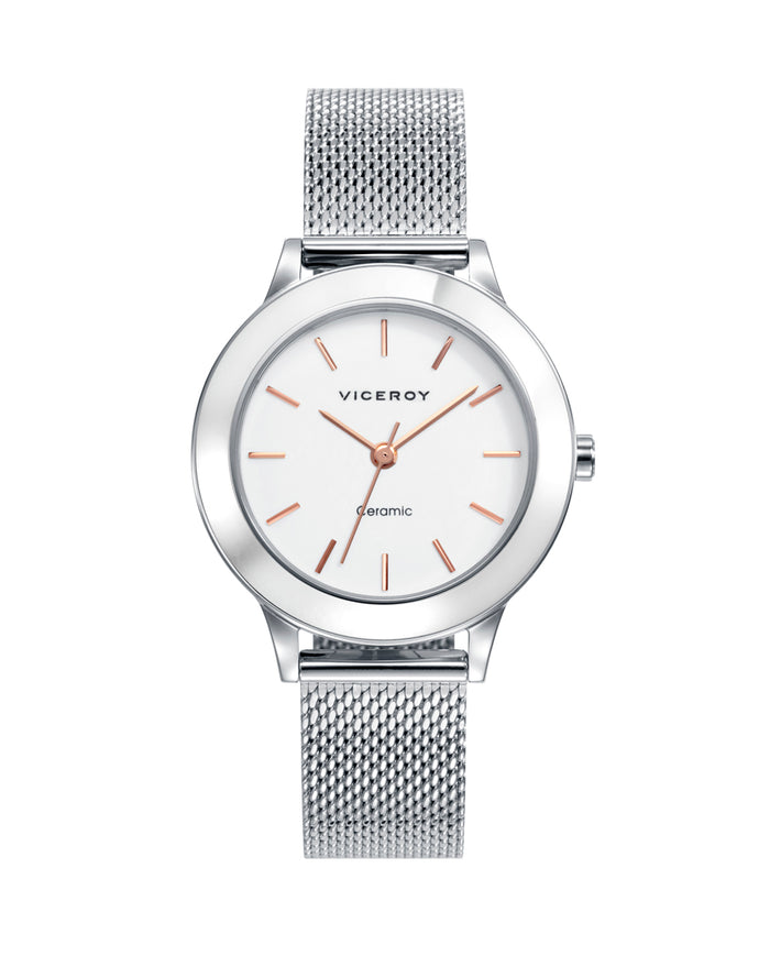 viceroy Reloj de mujer Cerámica de acero en blanco y malla milanesa