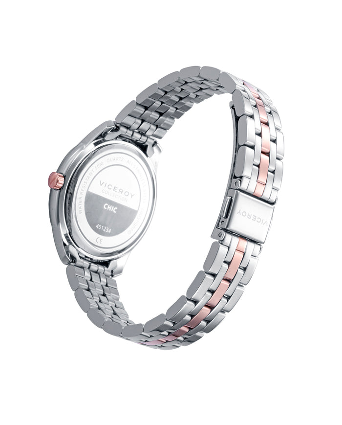 viceroy Reloj caja bicolor de acero e Ip rosa 5 atm y brazalete bicolor de acero e Ip rosa con movimiento cuarzo Libre de impuestos
