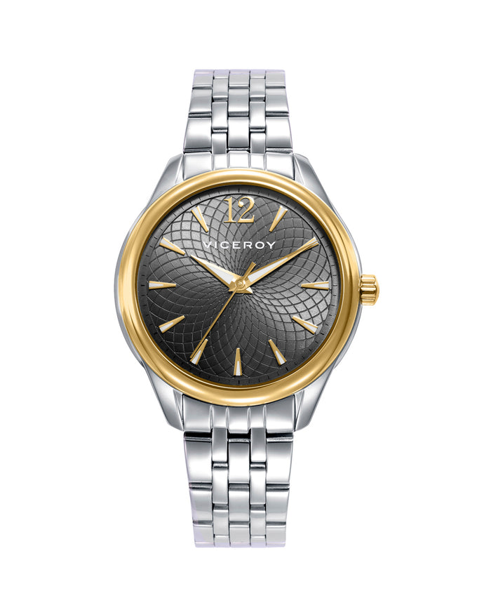 viceroy Reloj caja bicolor de acero e Ip dorado 5 atm y brazalete de acero con movimiento cuarzo