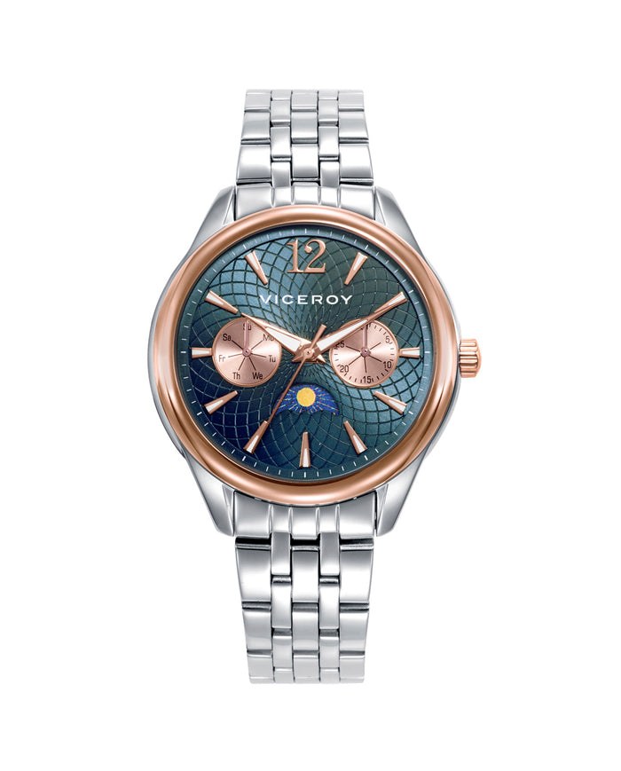 viceroy Reloj caja bicolor acero e Ip rosa 5 atm y brazalete de acero con movimiento cuarzo