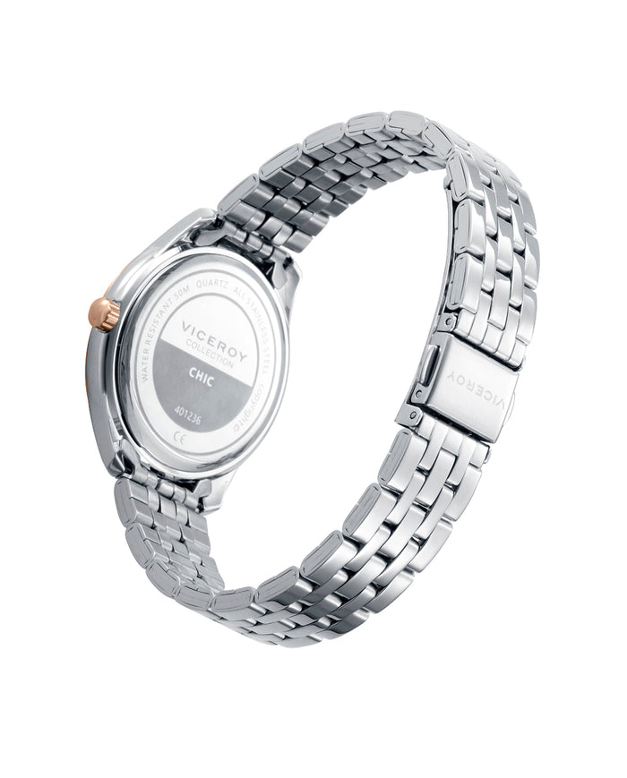 viceroy Reloj caja bicolor acero e Ip rosa 5 atm y brazalete de acero con movimiento cuarzo Última moda