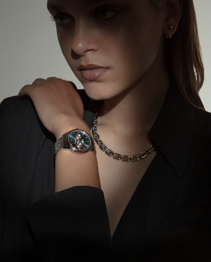 viceroy Reloj caja bicolor acero e Ip rosa 5 atm y brazalete de acero con movimiento cuarzo Última moda
