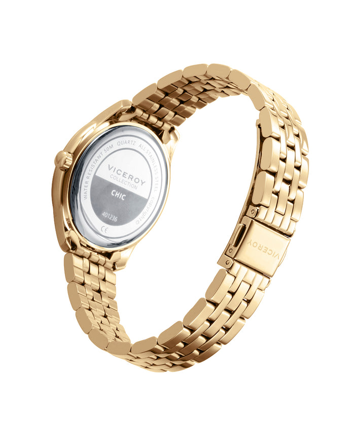 viceroy Reloj caja de acero Ip dorado 5 atm y brazalete de acero Ip dorado con movimiento cuarzo Descuento por venta flash