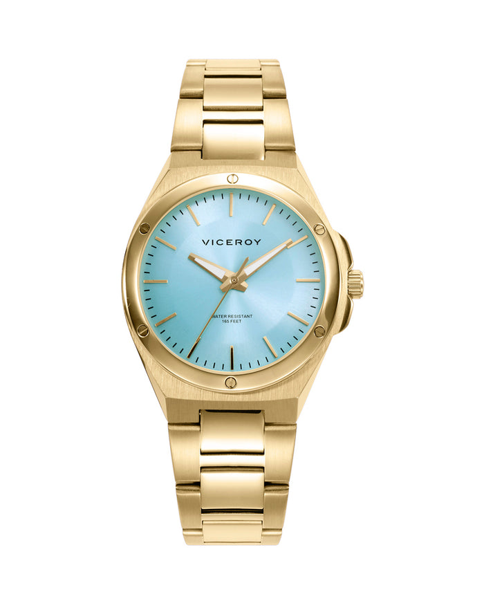 viceroy Reloj con caja y brazalete de acero dorado con movimiento cuarzo