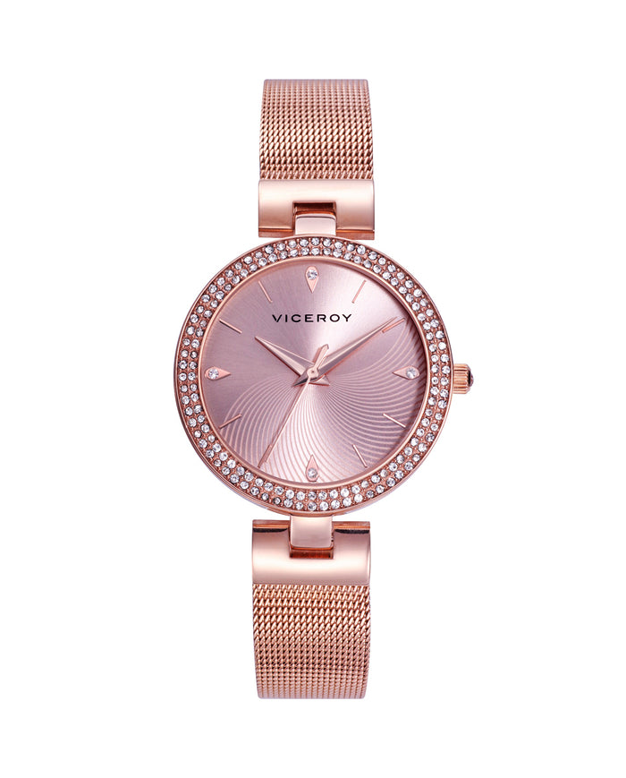 viceroy Reloj de mujer Chic con caja y malla milanesa de acero en IP rosa
