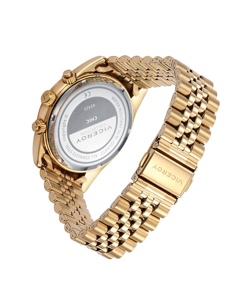 viceroy Reloj de hombre Chic de acero multifunción con esfera dorada IP dorado Oferta especial