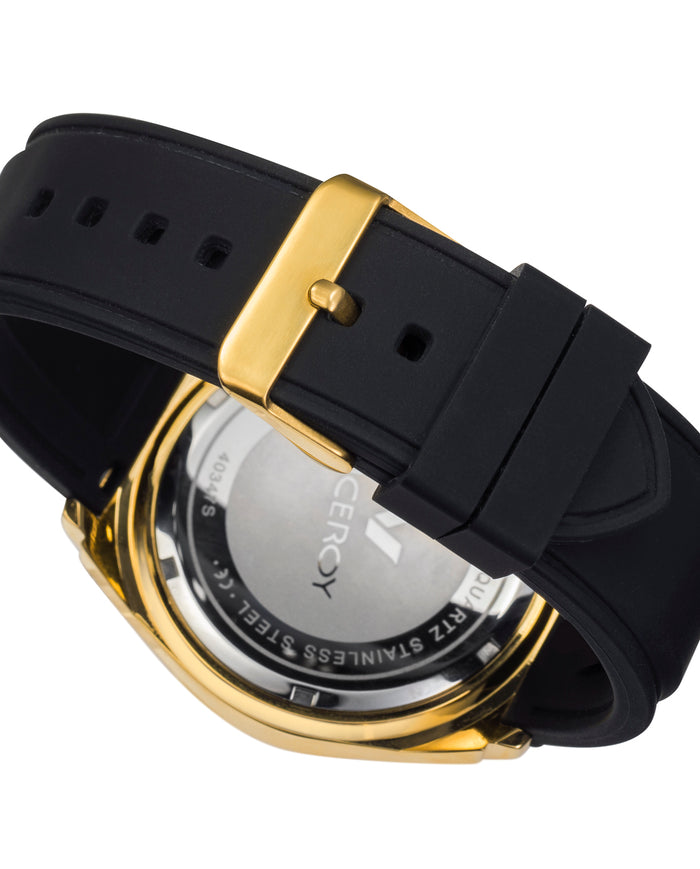 viceroy Reloj de hombre Magnum multifunción de acero con IP dorado y correa de silicona negra Solo queda un día