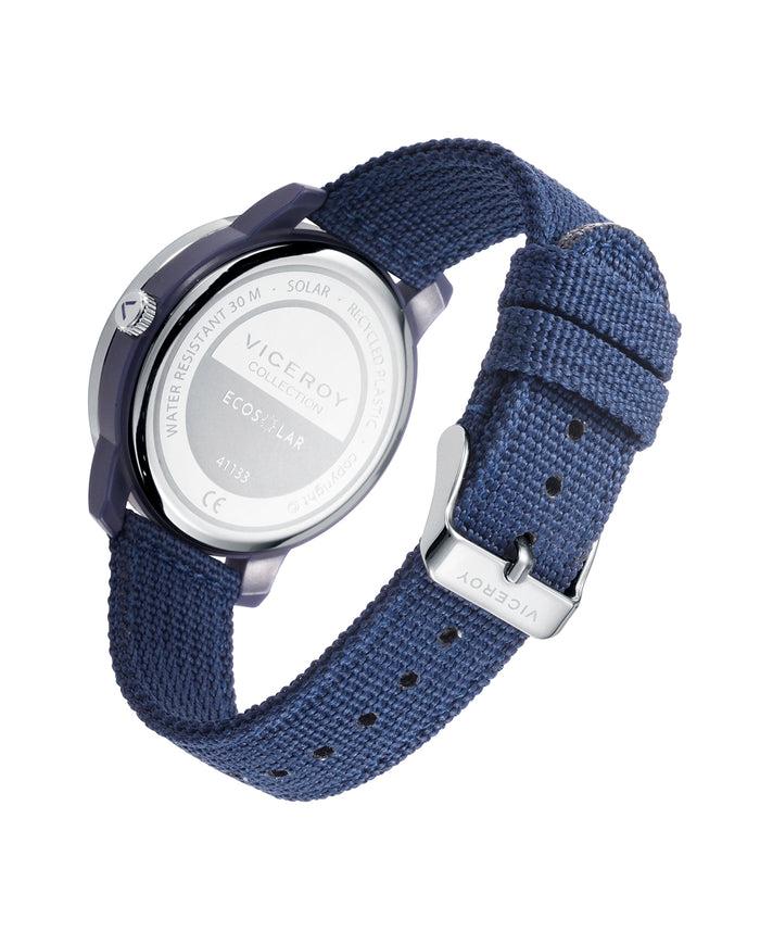 viceroy Reloj de hombre Ecosolar con caja de plástico reciclado y correa de nylon reciclado en azul Ahorra y exporta