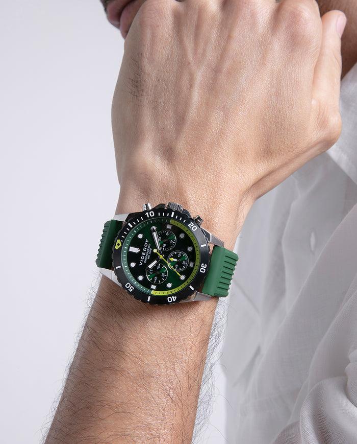viceroy Reloj caja de acero con bisel giratorio y correa de silicona verde Descuento por venta flash