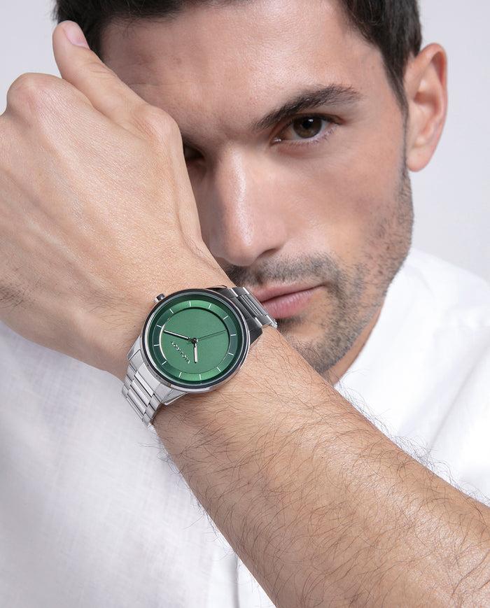 viceroy Reloj de acero con esfera verde y movimiento de cuarzo Grandes ahorros