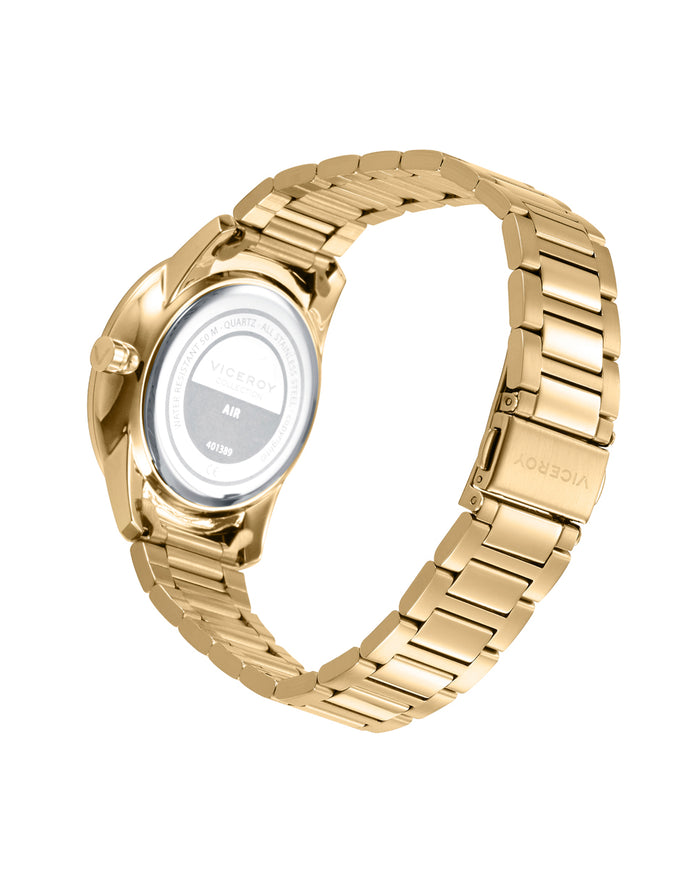 viceroy Reloj dorado para hombre con esfera negra de tres agujas Precio ultrabajo