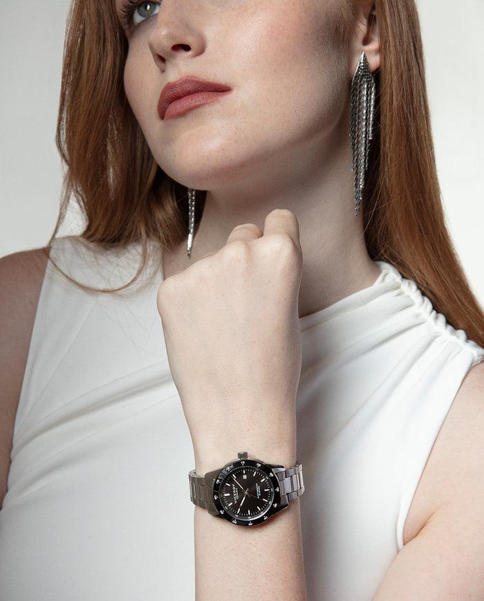 viceroy Reloj caja de acero con bisel cerámico negro 5 atm y brazalete acero con movimiento cuarzo Mejor oferta