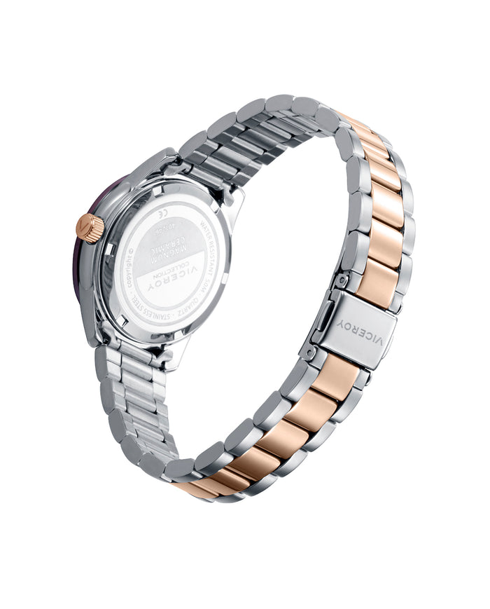 viceroy Reloj caja de acero con bisel cerámico marrón 5 atm y brazalete bicolor acero Ip rosa con movimiento cuarzo Rebajas online