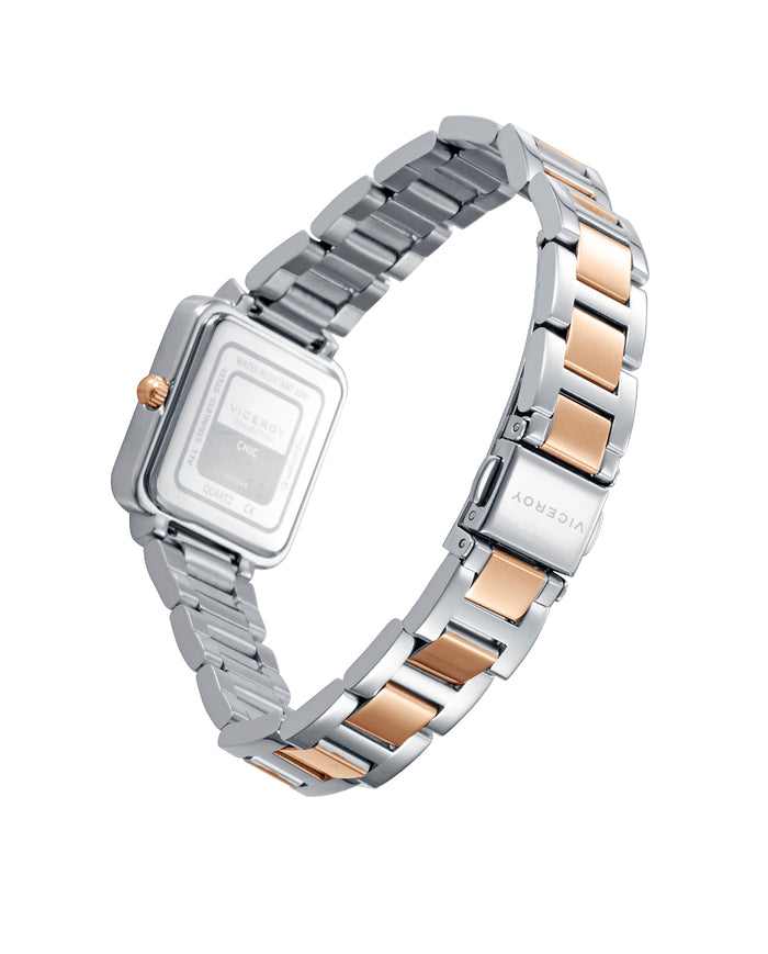 viceroy Reloj caja de acero con circonitas y corona Ip rosa con brazalete bicolor acero Ip rosa con movimiento cuarzo Rebajas top