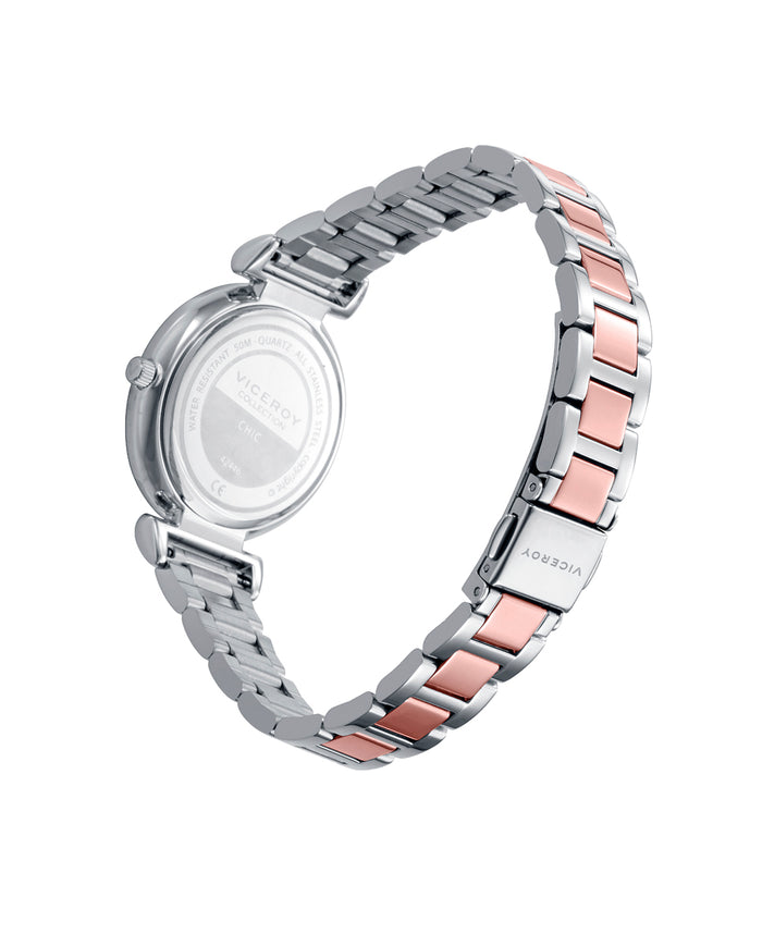 viceroy Reloj caja bicolor de acero e Ip rosa con bisel de circonitas blancas 5 atm y brazalete bicolor de acero e Ip rosa con movimiento cuarzo Oferta especial