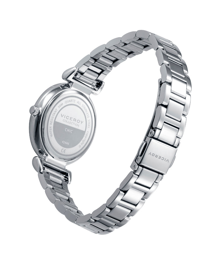 viceroy Pack reloj con pulsera caja de acero con bisel circonitas 5 atm con esfera madreperla rosa y brazalete de acero con movimiento cuarzo Envío gratis