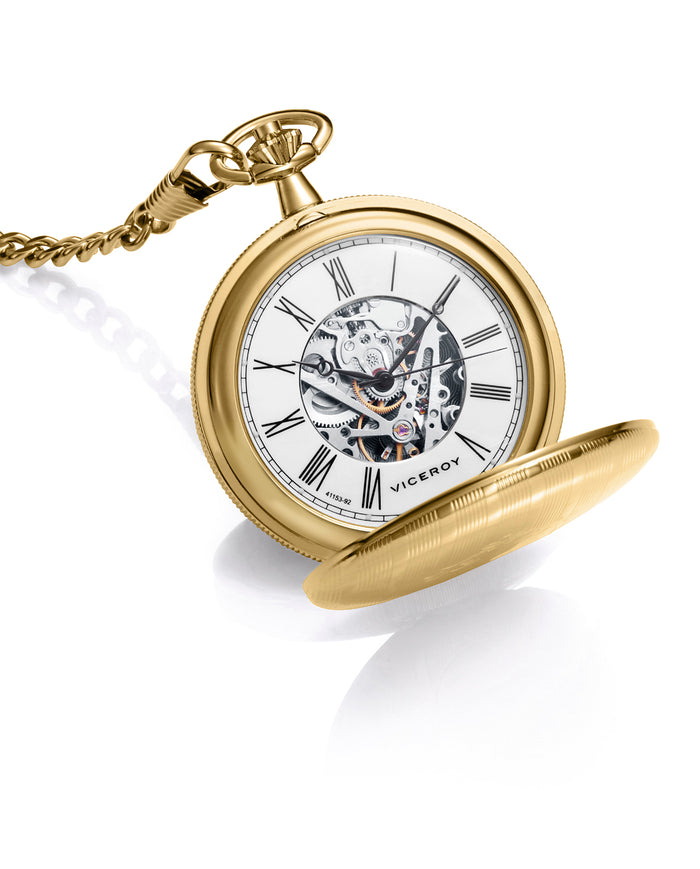 viceroy Reloj de bolsillo caja de metal Ip dorado movimiento automático