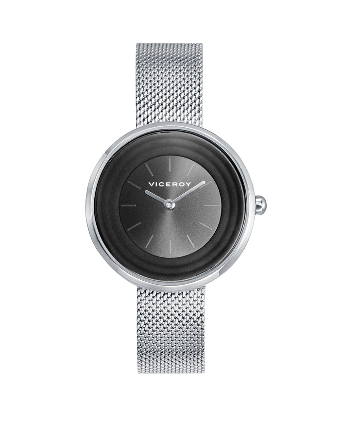 viceroy Reloj de mujer Kiss de acero con esfera negra y malla de acero