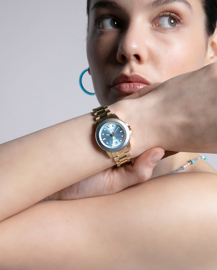 viceroy Reloj caja de acero Ip dorado con bisel de aluminio en color azul Ofertas