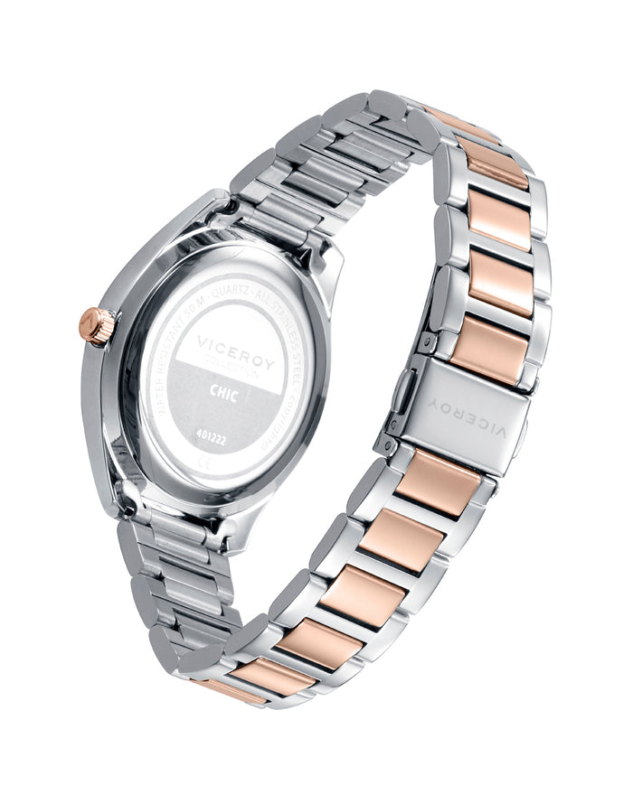 viceroy Reloj con correa de acero bicolor en rosa y esfera gris Ventas relámpago
